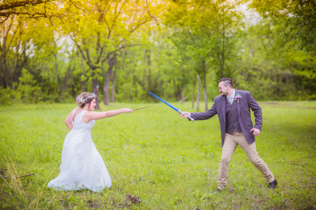 Nerdy wedding combining Harry Potter and Star Wars.