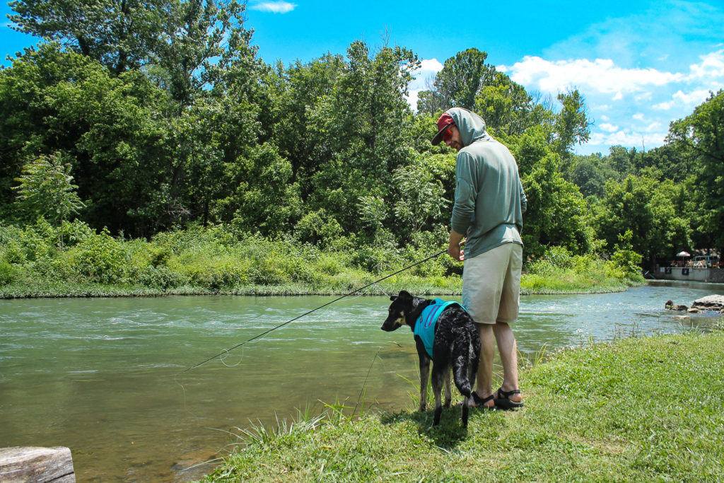 Fishing on the Spring River at Saddler Falls Resort.